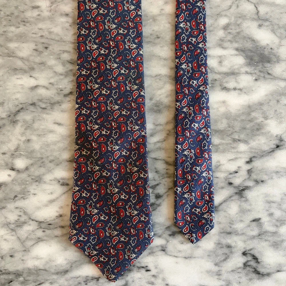 JOHN WEITZ Men's Paisley Silk Necktie Blue Red White Formal‎ Business Mens